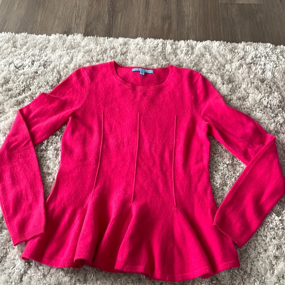 NWOT - pink ruffled 100% cashmere sweater